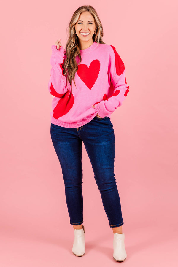 Harmonious Heart Sweater, Pink-Red – Chic Soul - Main Image