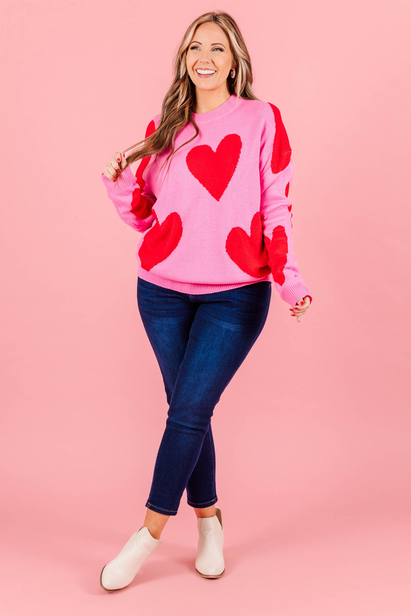 Harmonious Heart Sweater, Pink-Red – Chic Soul