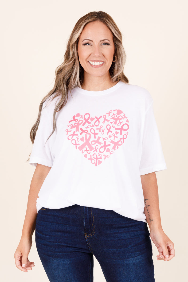 Fashionable Heart Tshirt Top in White