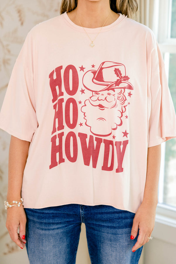 Chic Soul plus size clothing, blush pink short sleeve slightly cropped tee with 