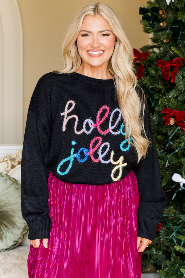 Holly Jolly All The Way Sweater, Black
