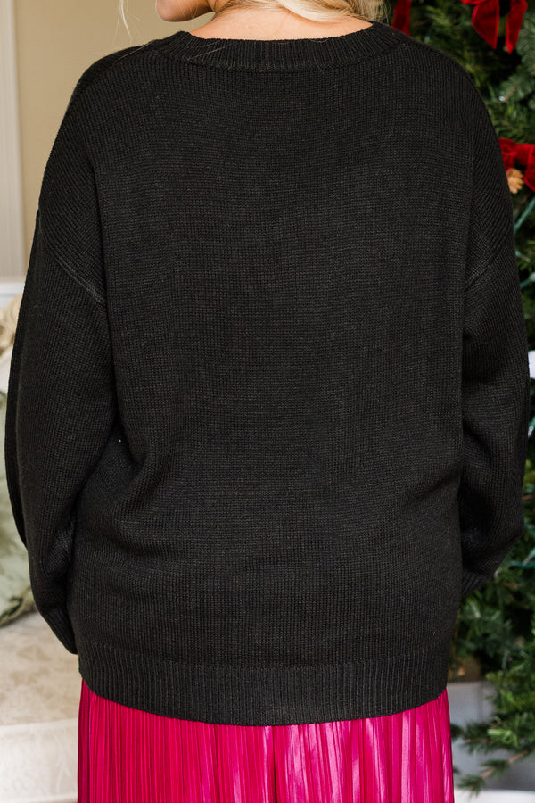 Holly Jolly All The Way Sweater, Black