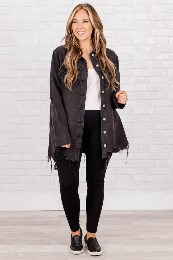 Black longline hotsell denim jacket