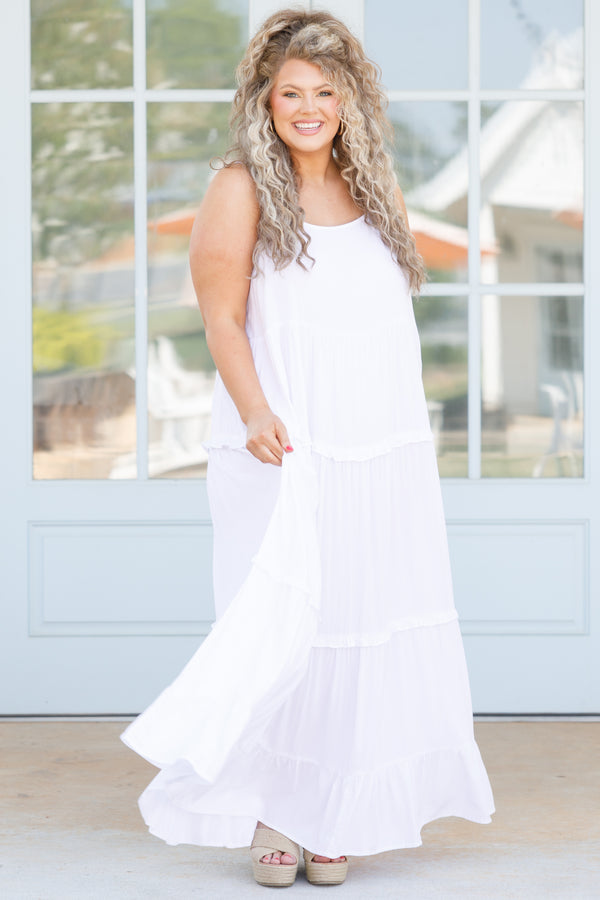 White maxi 2024 dress spaghetti straps