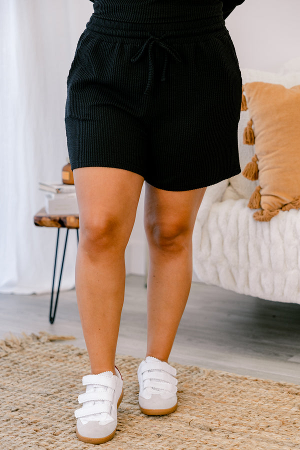 Chic Soul plus size clothing, black ribbed long sleeve and short lounge set 