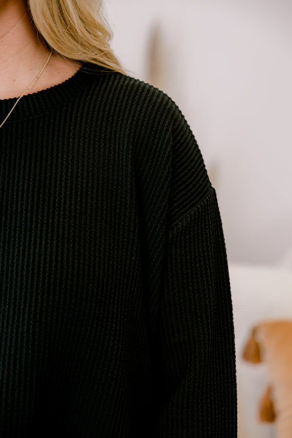 Chic Soul plus size clothing, black ribbed long sleeve and short lounge set 