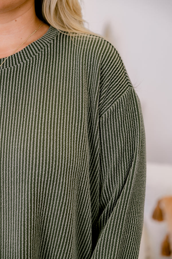 Chic Soul plus size clothing, olive green ribbed long sleeve and short lounge set 