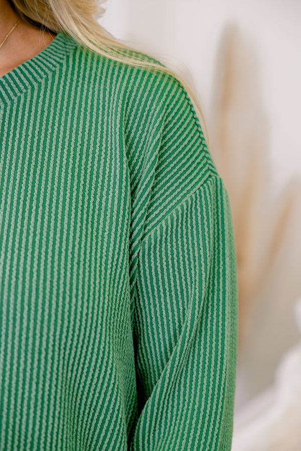 Chic Soul plus size clothing, forest short set with a long sleeve top both have a ribbed texture and the shorts have a draw string waistband