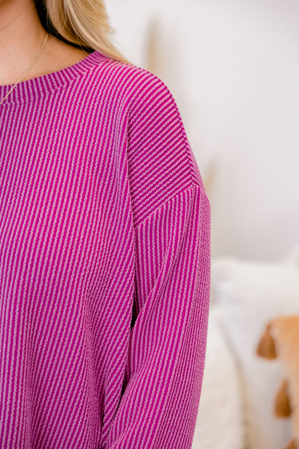 Chic Soul plus size clothing, purple ribbed long sleeve and short lounge set 