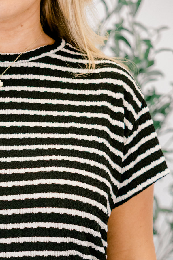 Chic Soul plus size clothing, black and white horizontal striped top