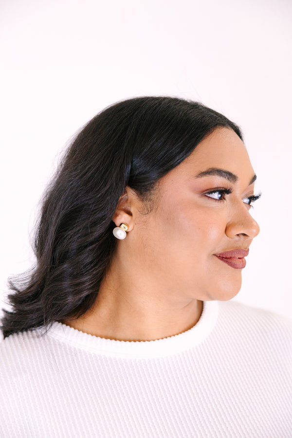 Chic Soul plus size clothing, pearl stud earrings