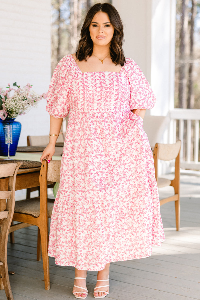 knee length dresses for ladies Women's in The Quiet Shade Midi Dress, Pink