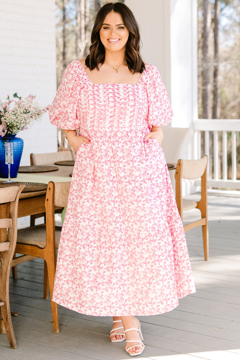 Women's in The Quiet Shade Midi Dress, Pink