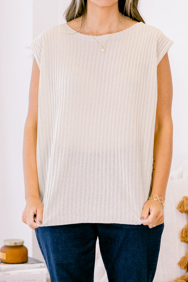 Chic Soul plus size clothing, short-sleeve ivory white chunky knit soft top with a high-scoop-neckline 