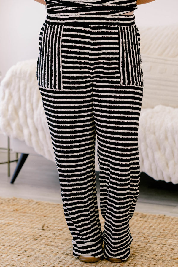 Chic Soul plus size clothing, white and black striped lounge pants