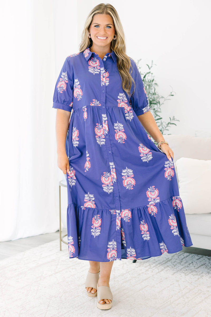 Women's In Your Happy Place Dress, Blue
