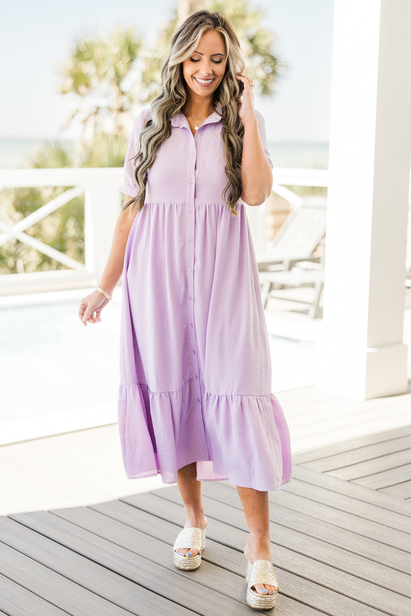 lavender midi dress with sleeves In Your Happy Place Dress, – Chic Soul MOIRA FLORAL STRAPLESS PUFFY layer mesh skirt for cf-size-20 Color:Brown / Blue Polka Dot