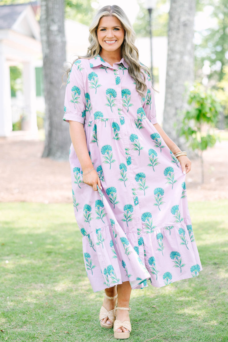 light pink midi dress with sleeves In Your Happy Place Dress, Light Pink – Chic Soul