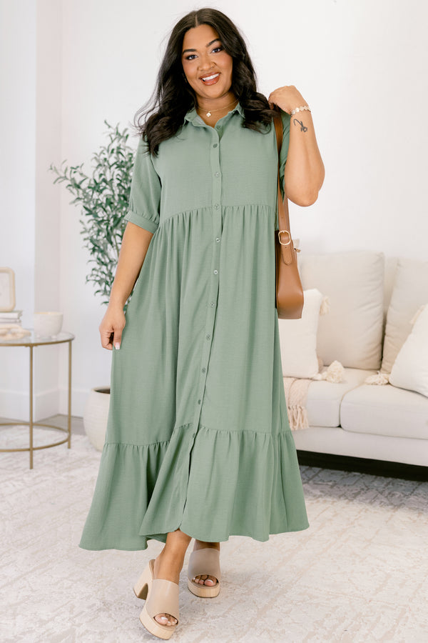 muted green dress Women's In Your Happy Place Dress, Green