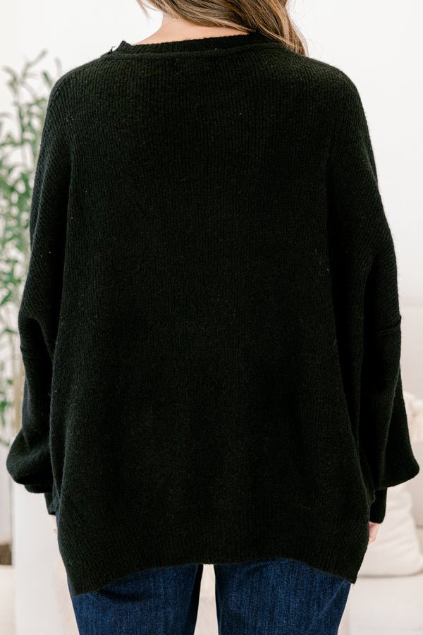 Chic Soul plus size clothing, black long sleeve crewneck sweater