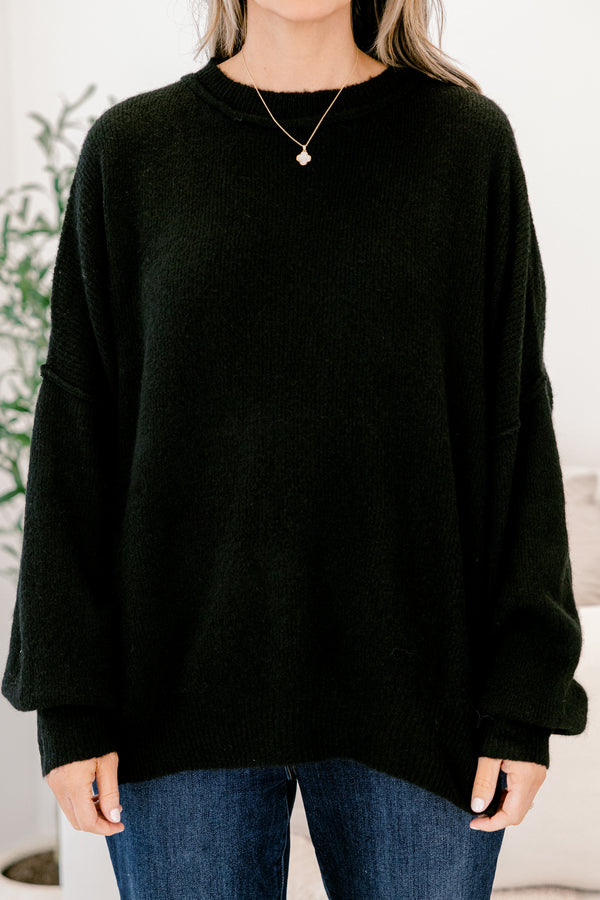 Chic Soul plus size clothing, black long sleeve crewneck sweater