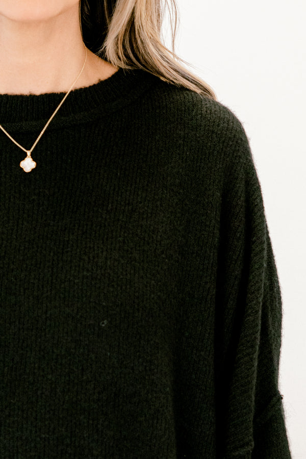 Chic Soul plus size clothing, black long sleeve crewneck sweater