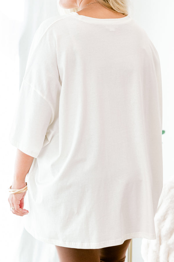 Chic Soul plus size clothing, Ivory short sleeve tee with the saying 