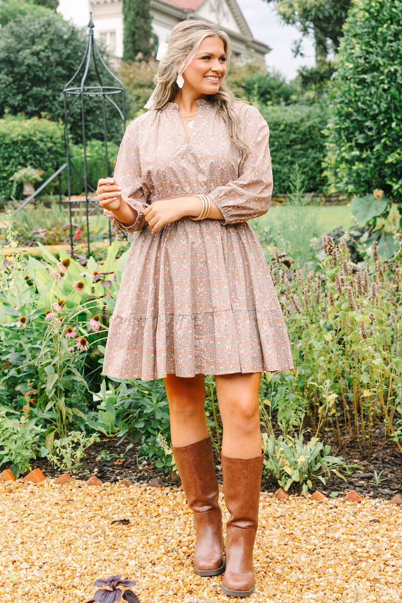 brown dress size 12 Women's I Took My Chance Dress, Women's US Size:8 and an adjustable self Black Floral V Neck SFStore