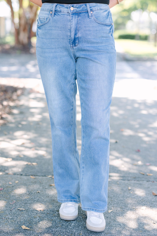 Plus size clothing, high rise medium wash boot cut denim jeans