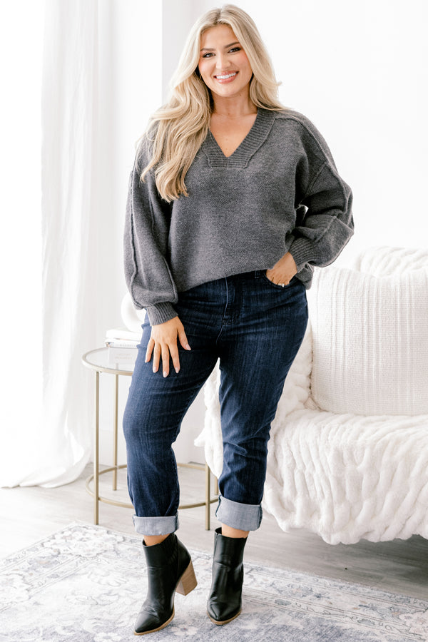 Chic Soul plus size clothing, dark wash skinny cropped cuff jeans