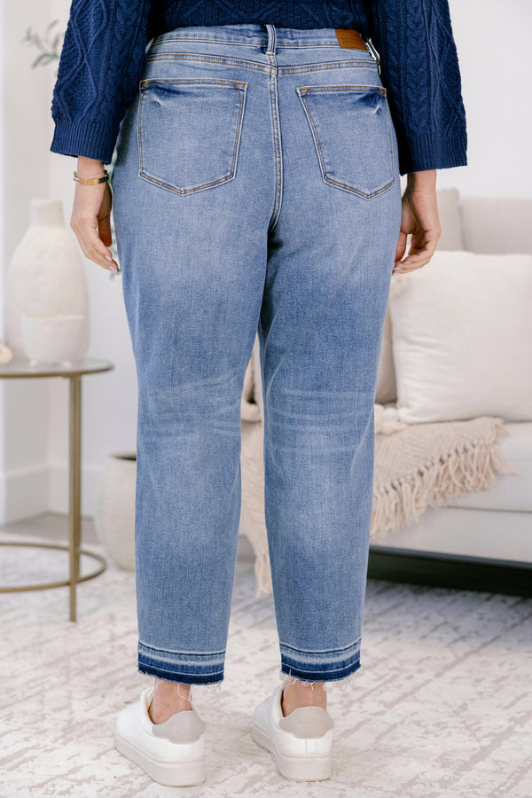 Chic Soul plus size clothing, medium wash straight leg jeans 