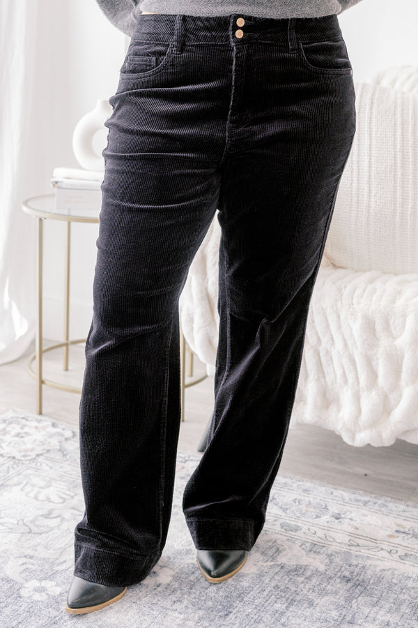 Chic Soul plus size clothing, black bootcut jeans with 2 buttons
