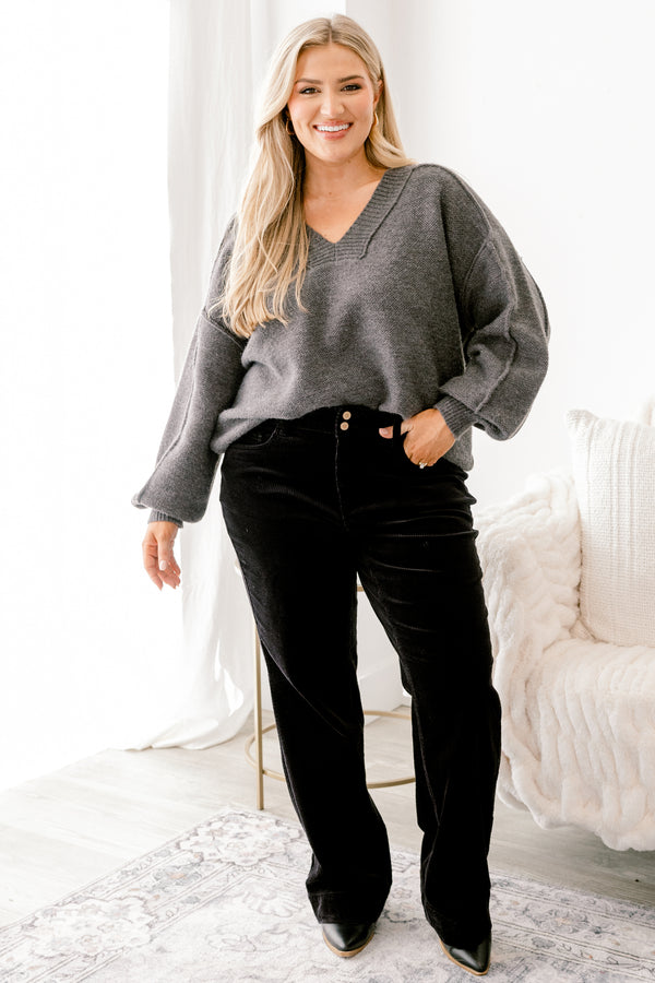 Chic Soul plus size clothing, black bootcut jeans with 2 buttons