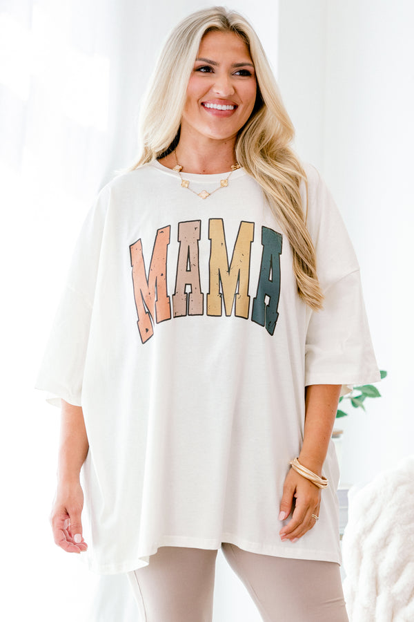 Chic Soul plus size clothing, off-white half sleeve boyfriend graphic tee with 