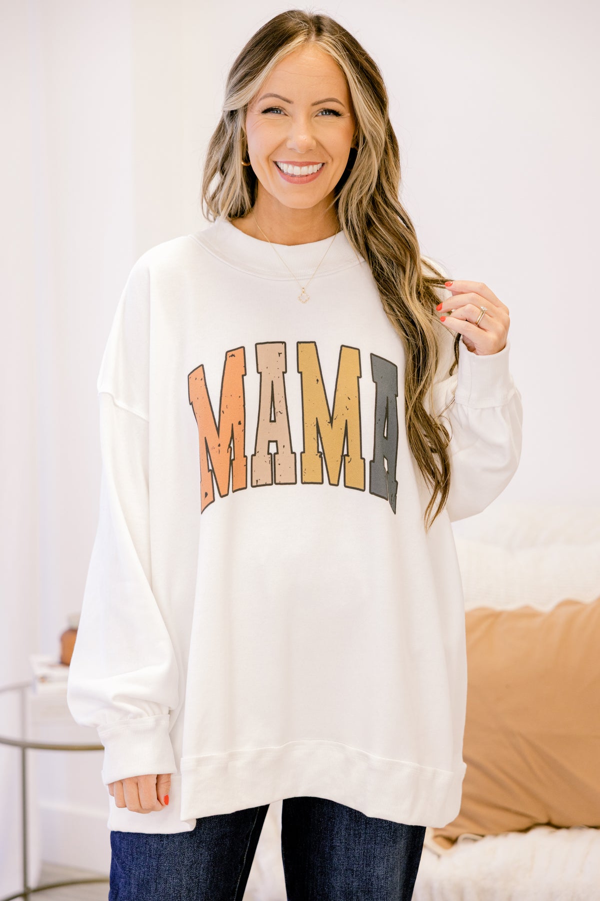 Just a Fall Mama Mock Neck Pullover, Ivory – Chic Soul
