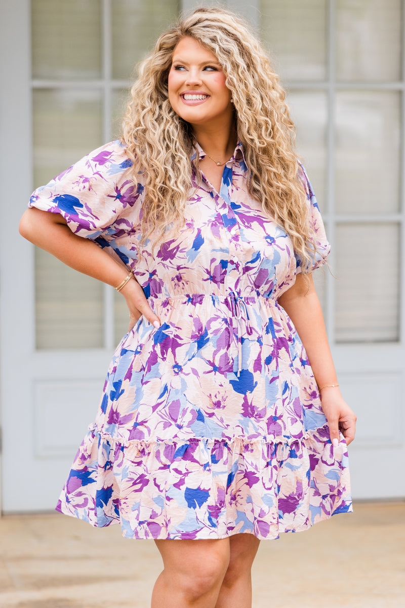 Women's Just A Feeling Dress, Purple | Size: 1X By Chic Soul Women's Just A Feeling Dress, Purple | Size: 1X By Chic Soul