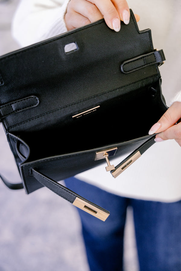 Chic Soul plus size clothing, black small shoulder bag with gold hardware