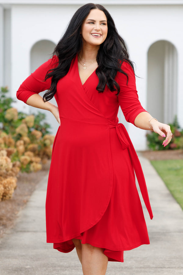 Plus size outlet wrap dress midi