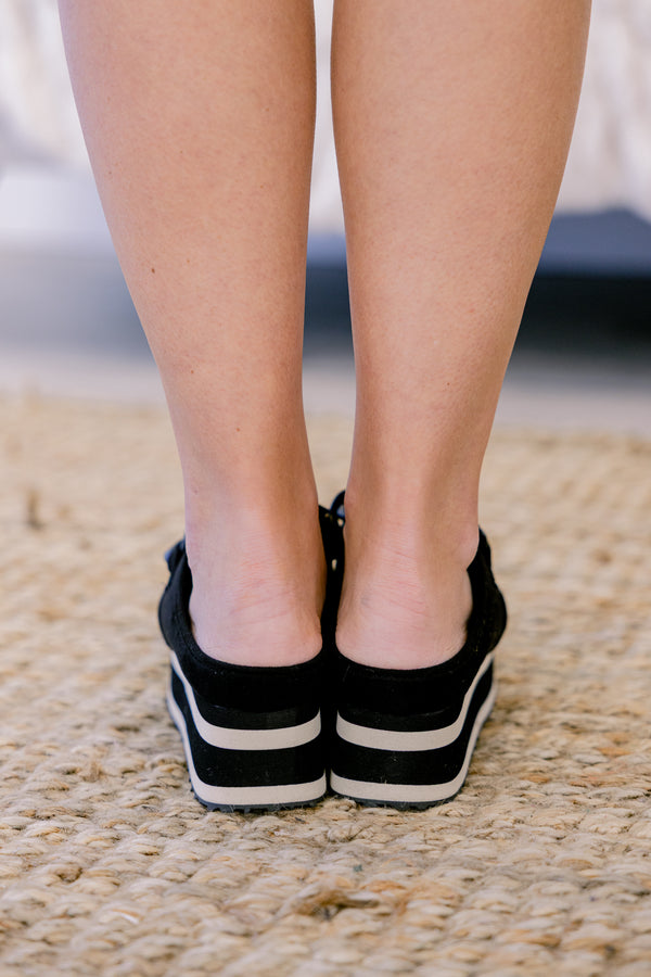 Chic Soul plus size clothing, black platform sneakers with an oversized black link chain across the top