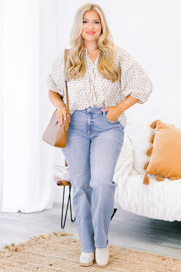 Chic Soul plus size clothing, medium wash straight leg jeans