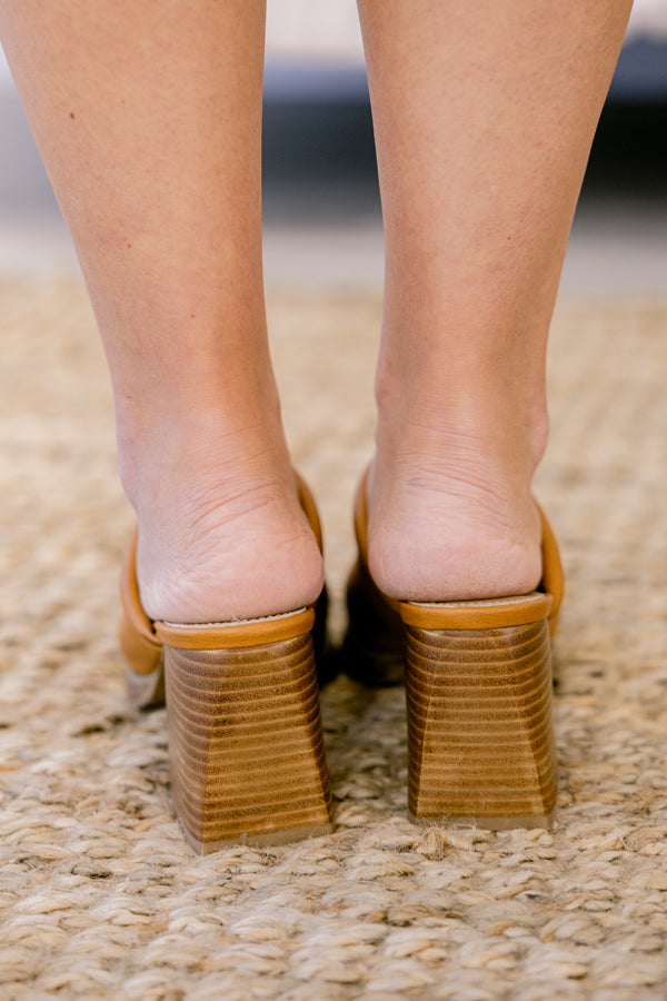 Chic Soul plus size clothing, brown leather block heel clogs