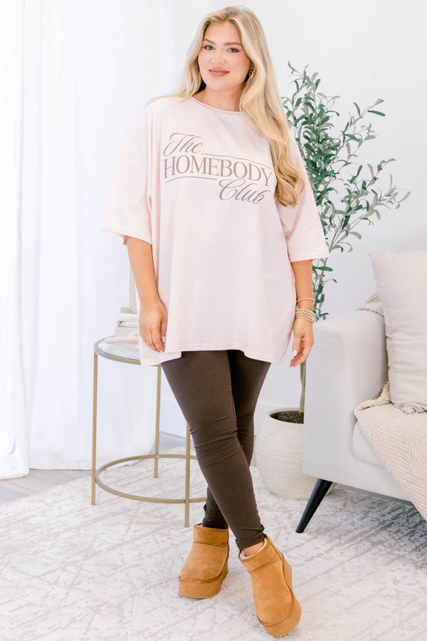 Chic Soul plus size clothing, cream pink short sleeve boyfriend tee with 