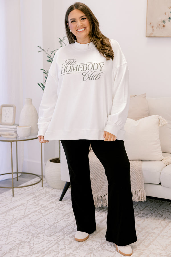 Chic Soul plus size clothing, ivory long sleeve mock neck top with 