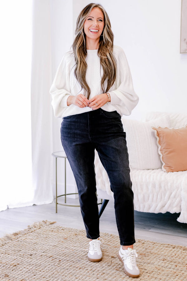 Chic Soul plus size clothing, black skinny leg jeans with a finished hem