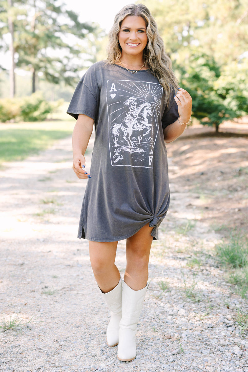 grey t shirt dress plus size Keep It Western T-Shirt Dress, Charcoal – Chic Soul Ladies dresses