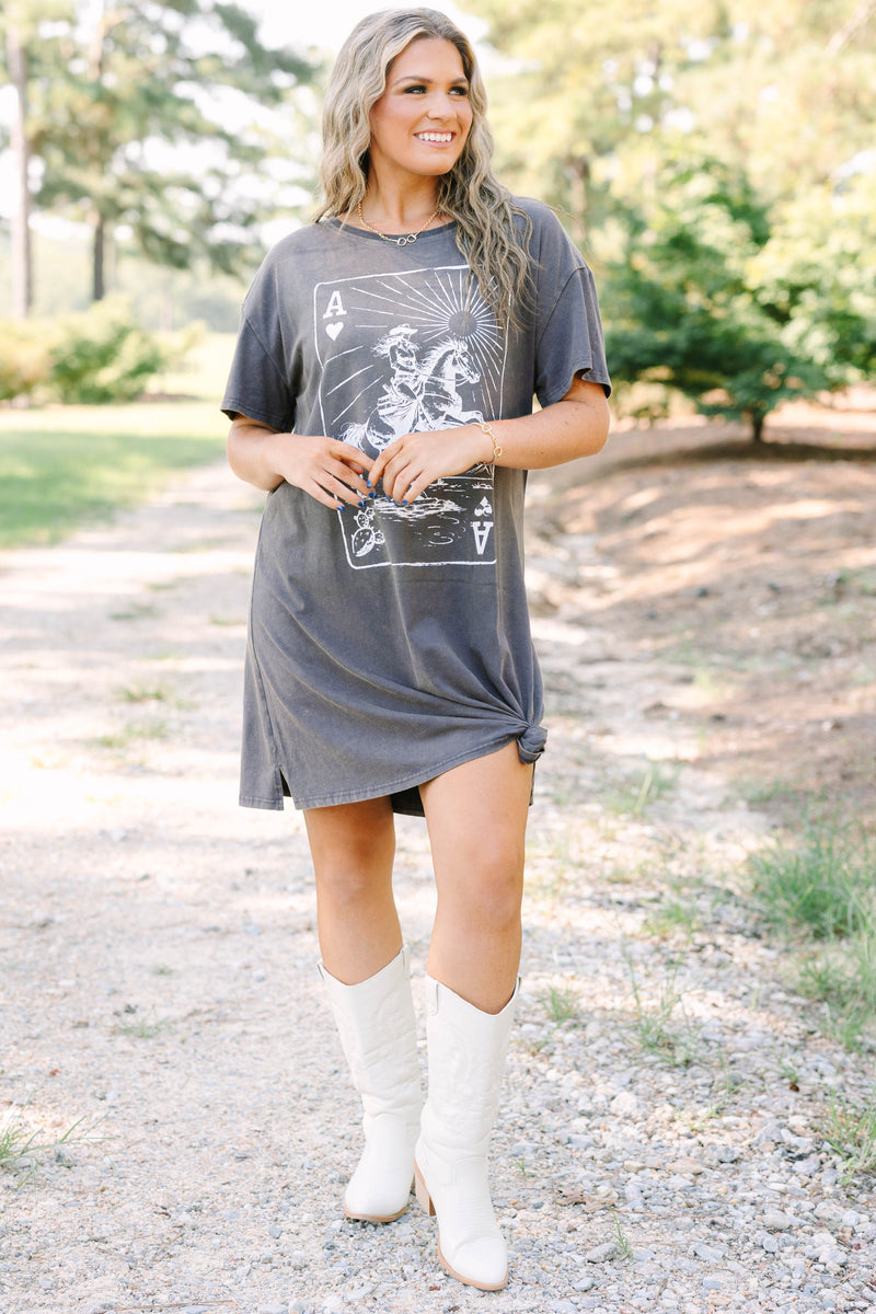 plus size t shirt dress Keep It Western T-Shirt Dress, Charcoal – Chic Soul Midi dresses Clothing Accessory Size:44