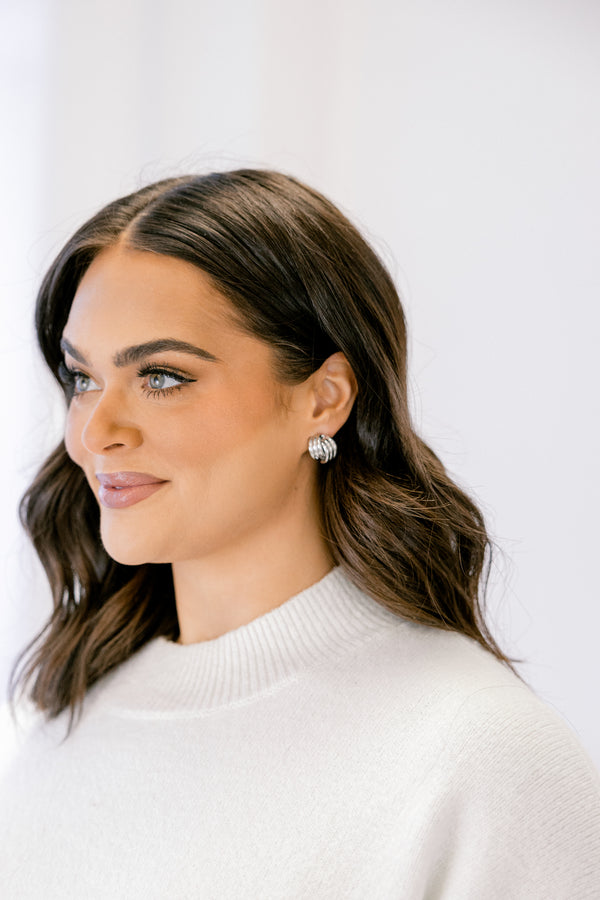 Chic Soul plus size clothing, silver knot stud earnings 