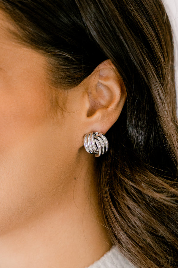 Chic Soul plus size clothing, silver knot stud earnings 