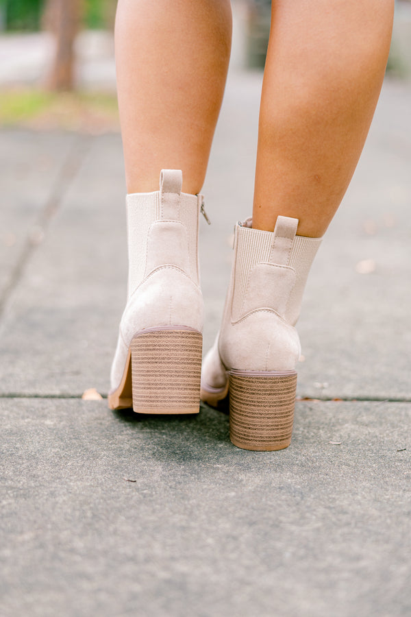 Chic Soul plus size clothing, light tan high heel ankle booties