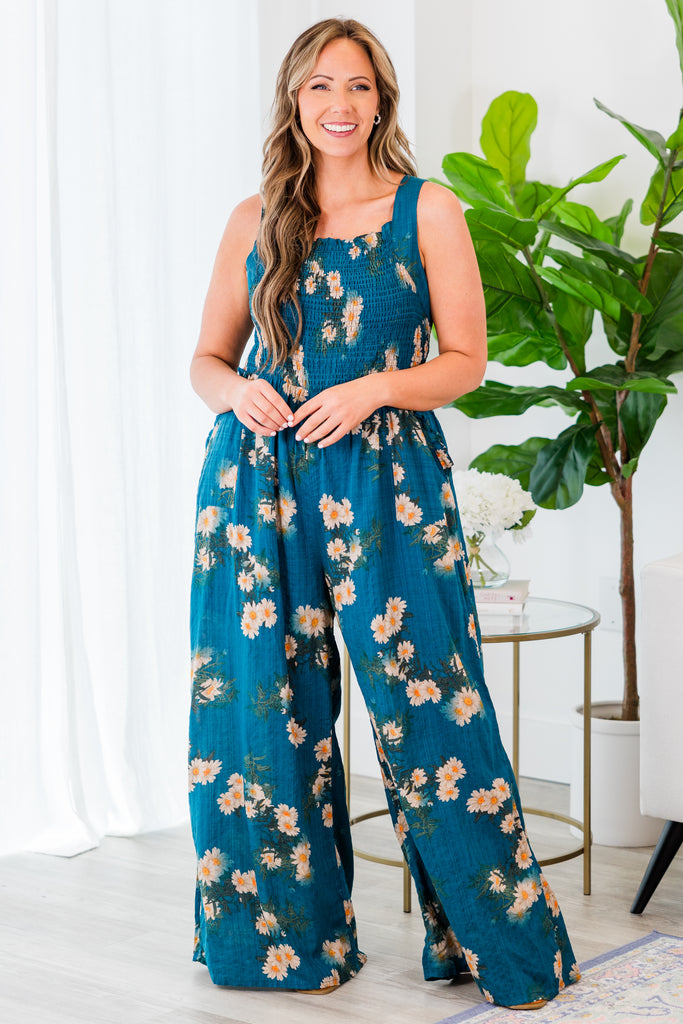 Keeping Interest Jumpsuit, Teal – Chic Soul